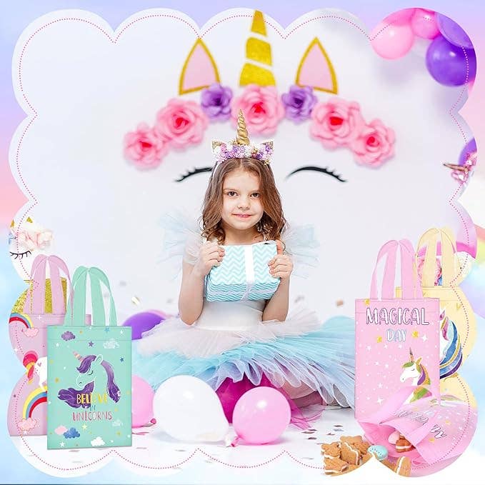 Unicorn Kids Party Favor Bags – Reusable Totes