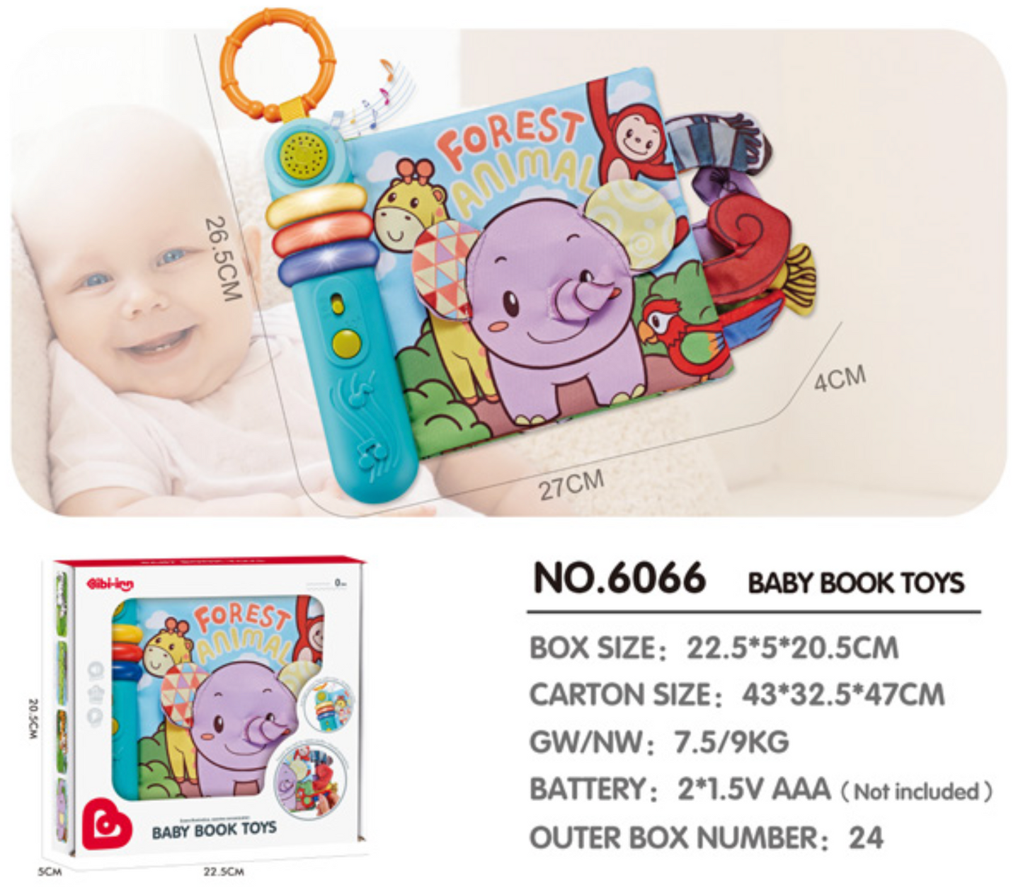 Libro sensorial para bebés: Animales del bosque (CA416)