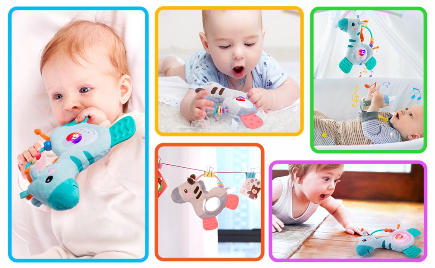 Jirafa de peluche para la dentición con música y luz (CA439)