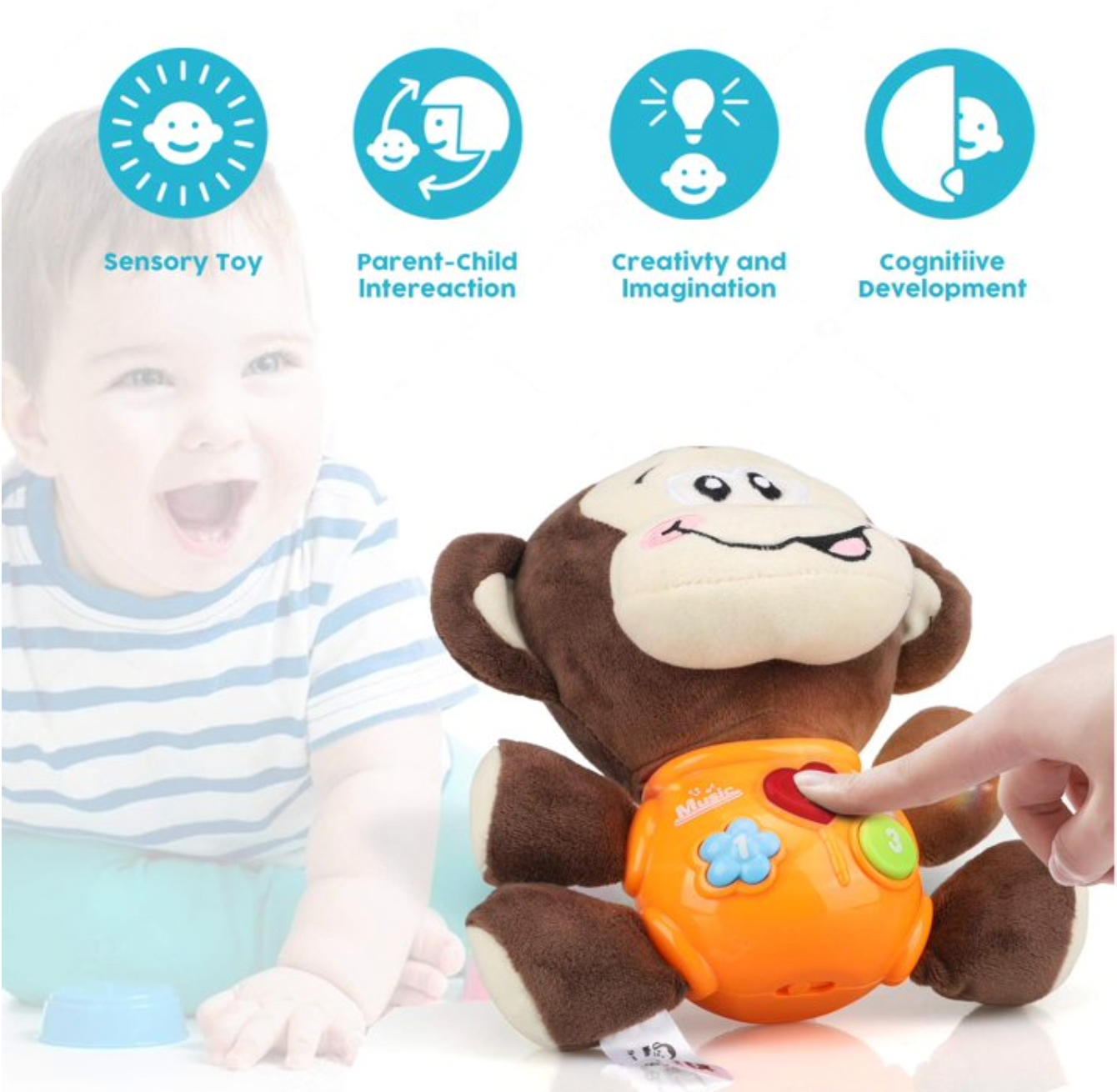 Mono de peluche musical para bebé (CA437)