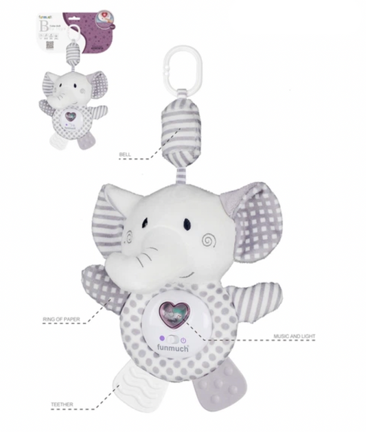 Elefante de peluche con luz musical nocturna y proyector de estrellas (CA366)