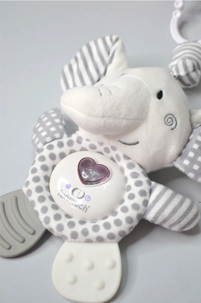 Elefante de peluche con luz musical nocturna y proyector de estrellas (CA366)