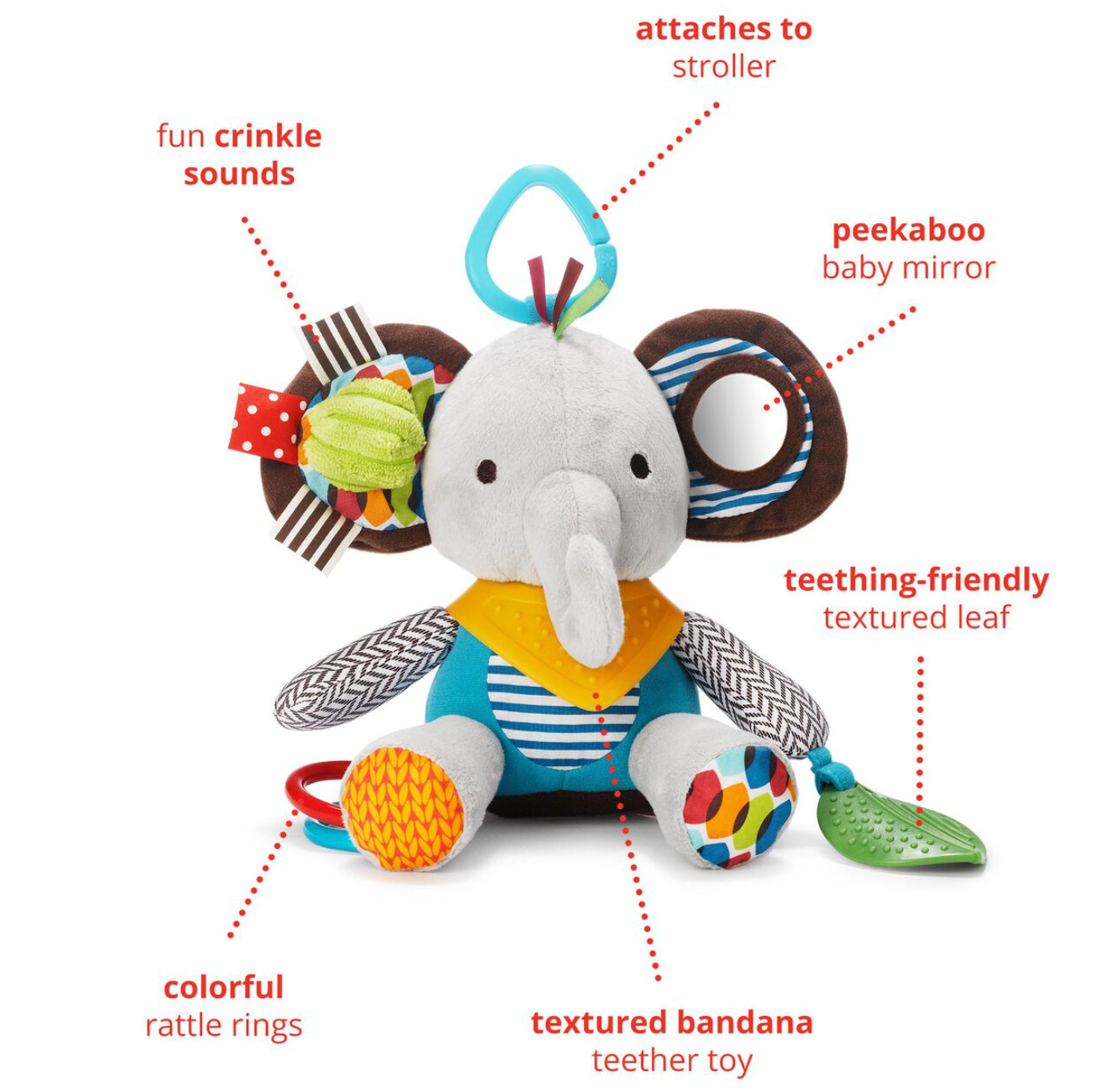 Juguete de actividad y dentición para bebés Skip Hop Bandana Buddies (CA365)