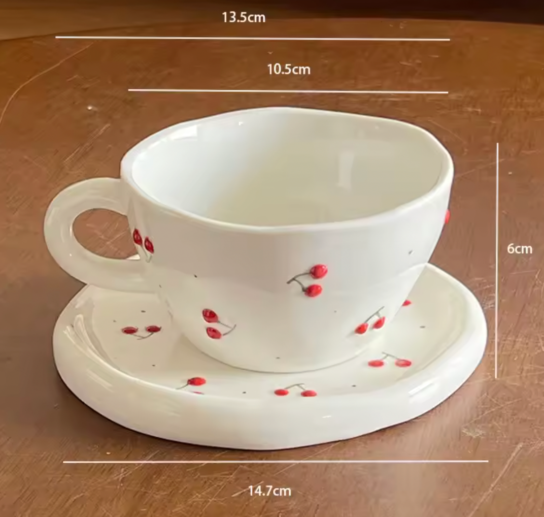 Cherry Blossom Ceramic Cup & Saucer Set (V1800-2)