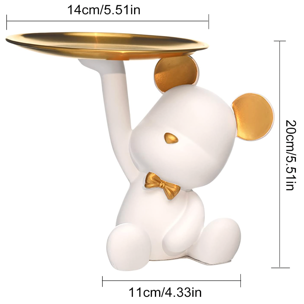 Cute Bear Statue with Storage Tray - CA397