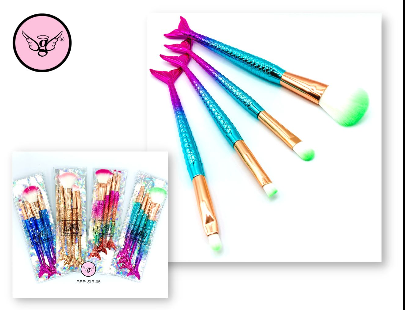 Mermaid Makeup Brush Set – 5 pcs