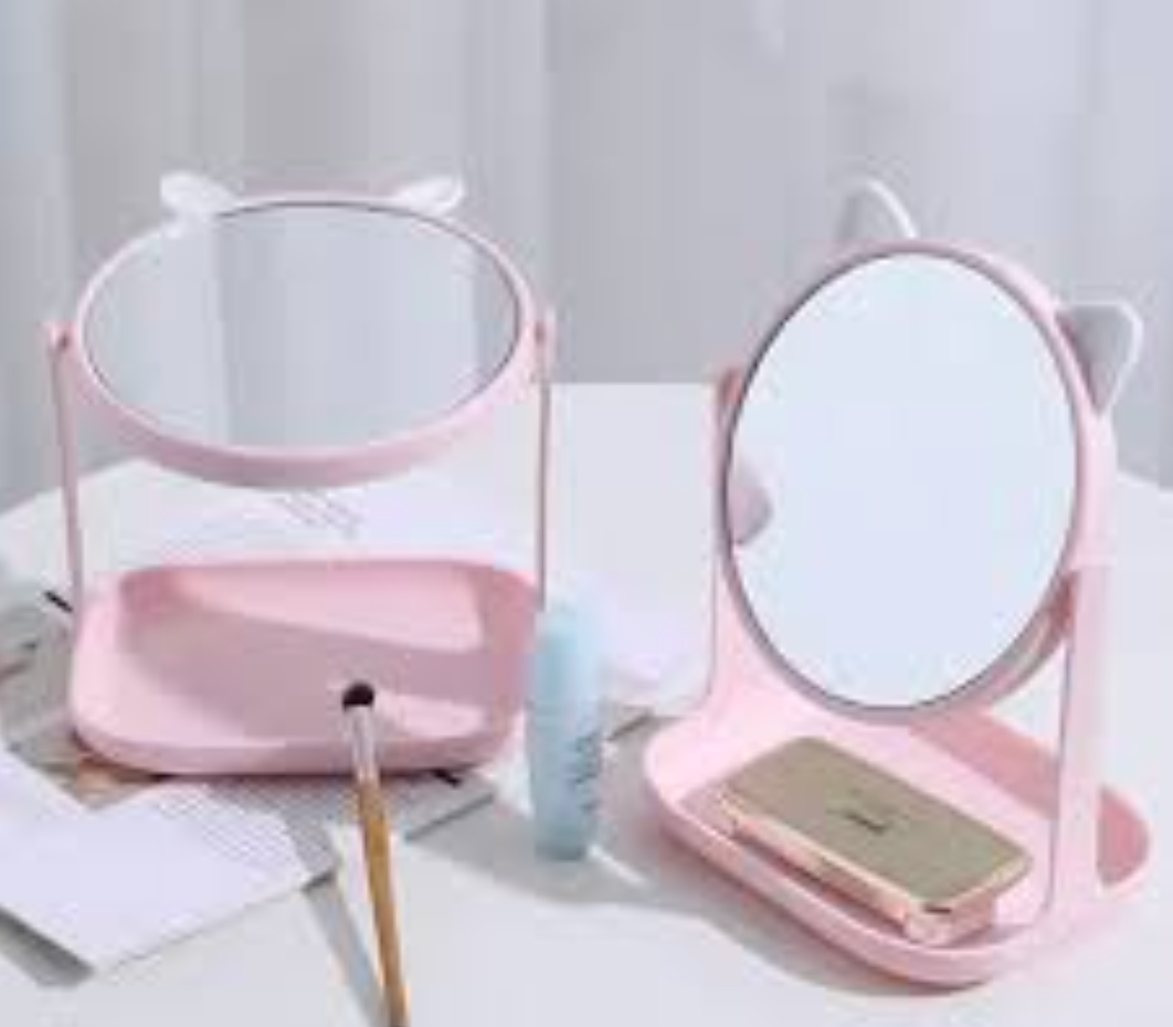 Espejo de tocador con forma de orejas de gato y base tipo bandeja - 201A