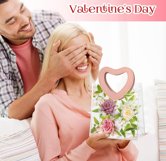 Bolsa de regalo de PVC transparente con forma de corazón y asa / 597-12