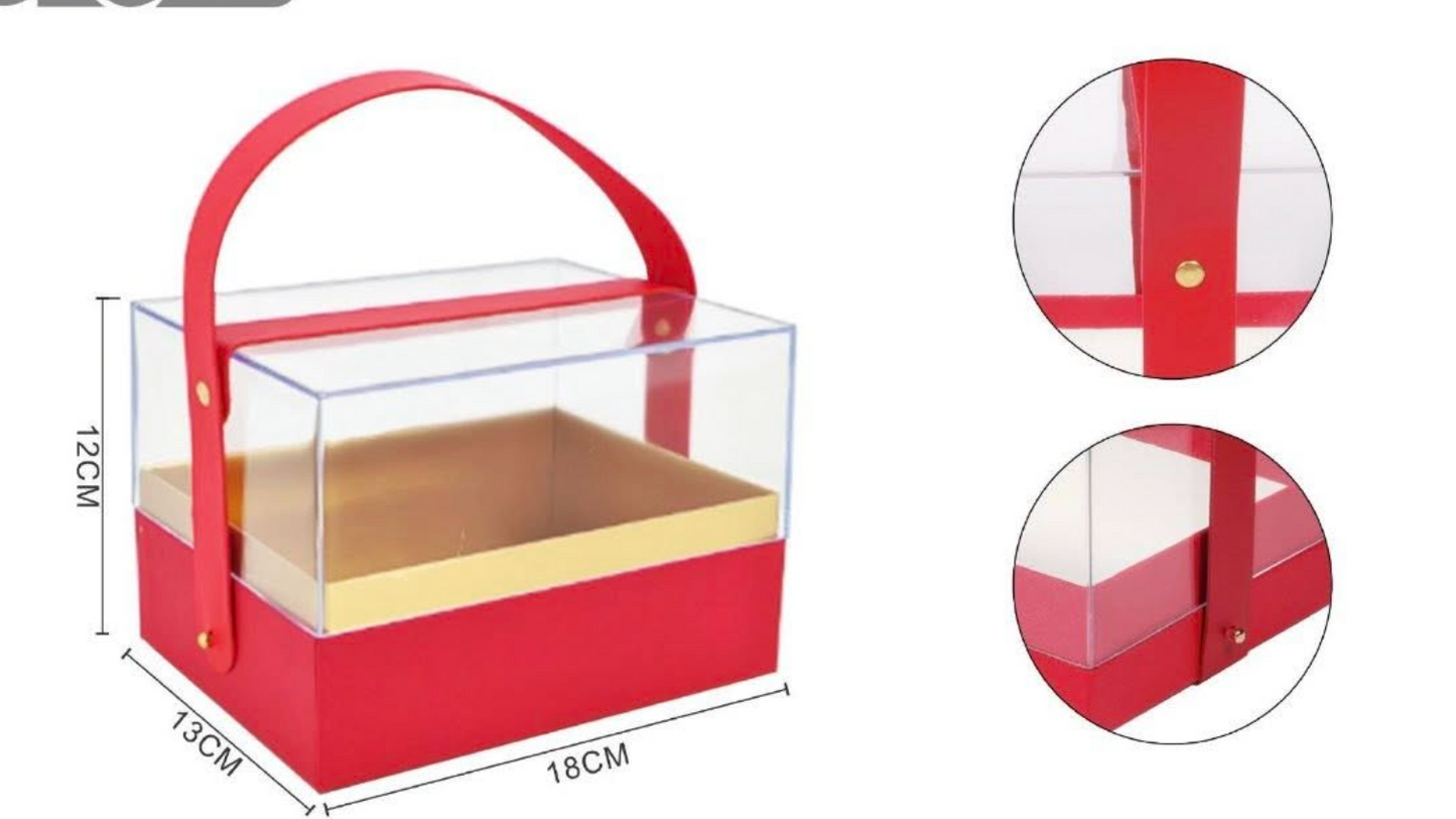 Caja de almacenamiento de acrílico transparente roja (1034)