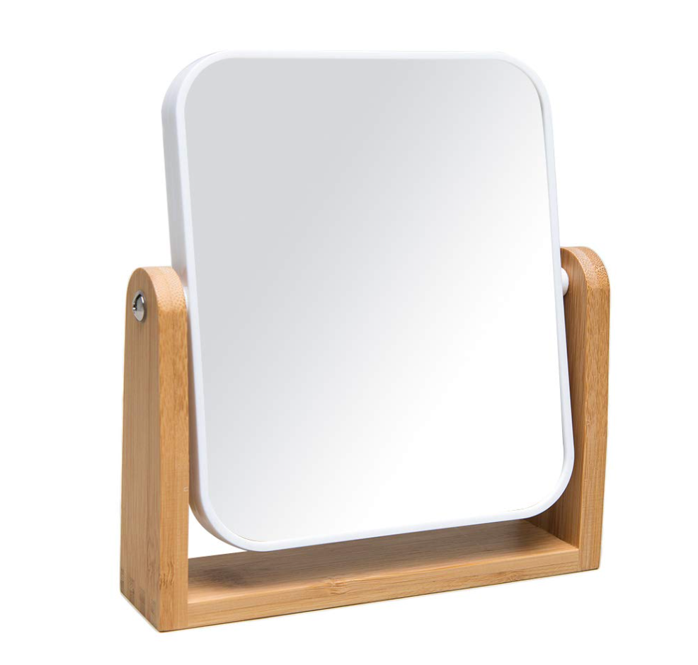 Espejo de tocador con soporte de madera Q002