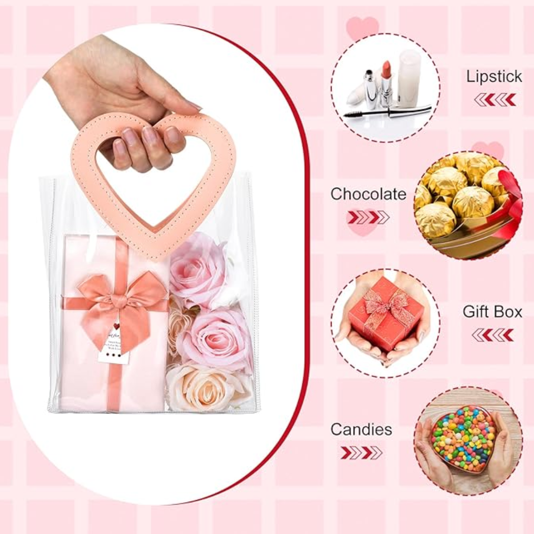 Bolsa de regalo de PVC transparente con forma de corazón y asa / 597-12