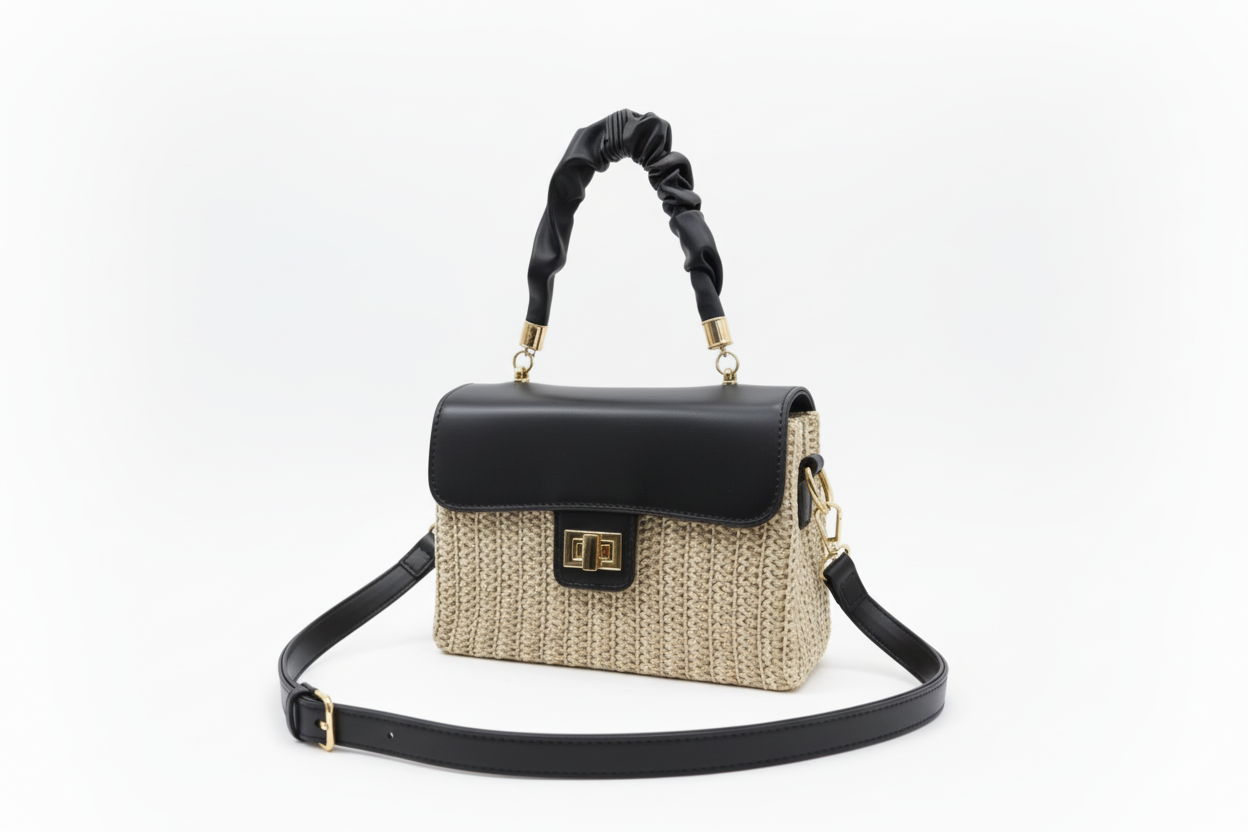 Elegant Woven Straw Crossbody Bag- CA166