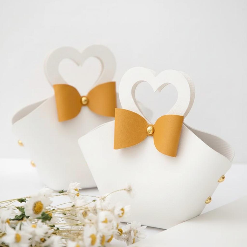 Elegant Gift Basket with Bow – Heart Handle 💖CA666