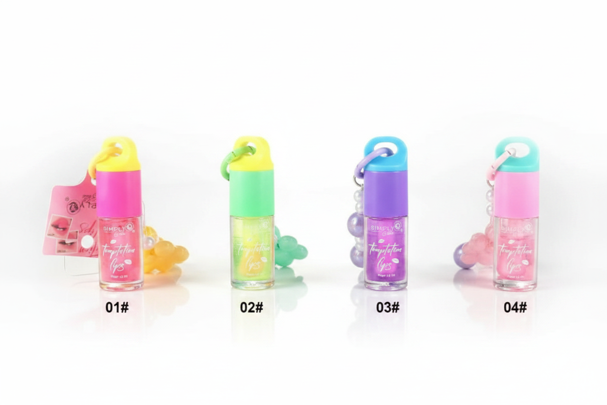 Simply Bella Temptation Lips Magic Lip Oil Keychain with Beaded Strap