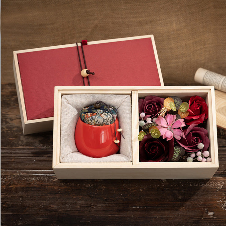 Scented Candle & Soap Flower Wooden Gift Set - CA377