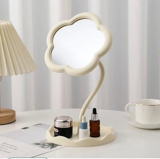Espejo de tocador con forma de flor y bandeja Ref:1040
