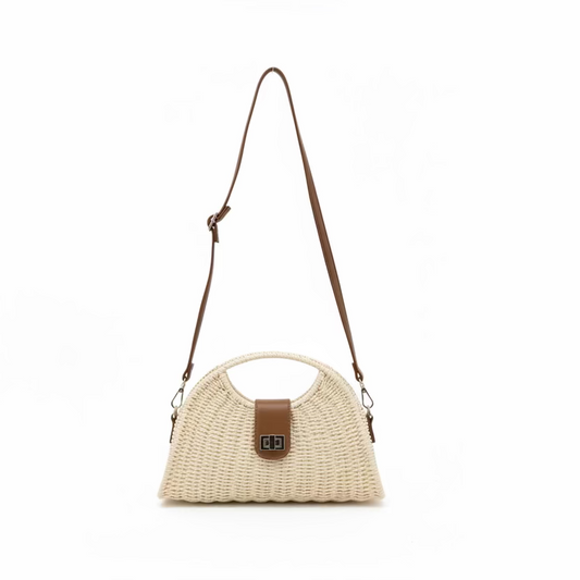 Rattan Top Handle Shoulder Handbag - CA165