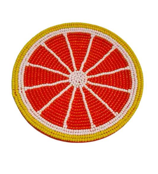 Posavasos con cuentas y frutas bordadas - CA115