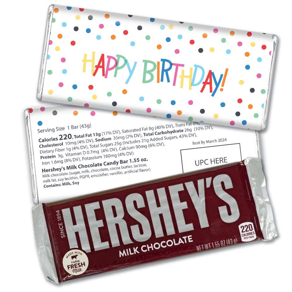 Birthday Wrapped Milk Chocolate Hershey's Bar - Confetti