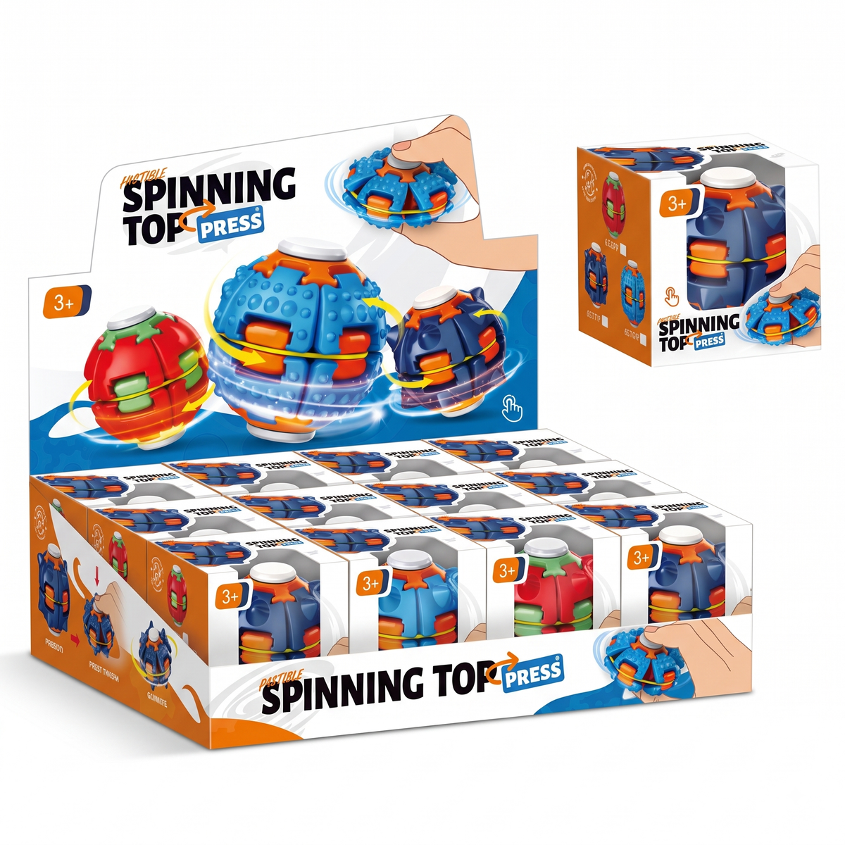 Press & Spin Fidget Sensory Toy, Spinning Ball