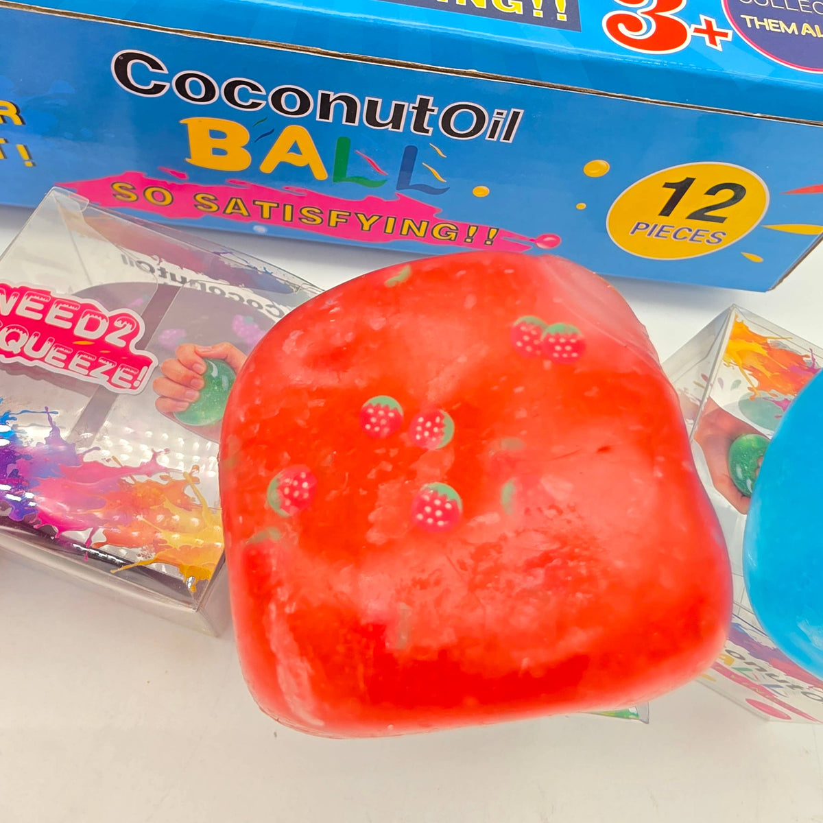 Slushy Fruit Ball Squeeze Toy – Coconut Oil ASMR Squishy