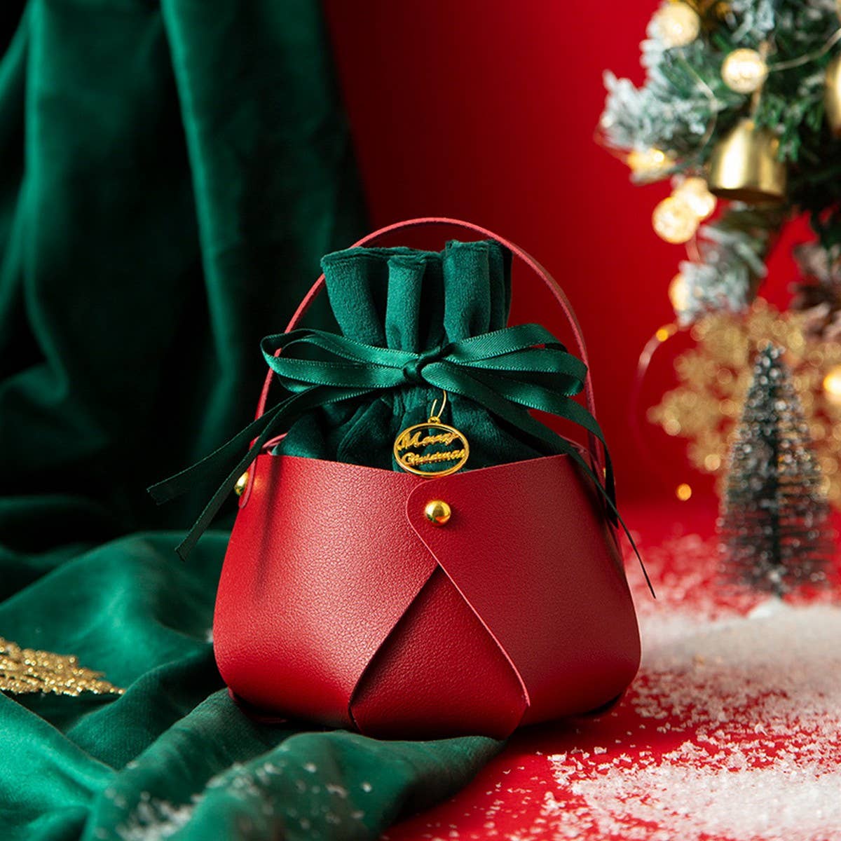 Christmas Mini Gift Bag with Drawstring Pouch – 1 Piece 🎄🎁