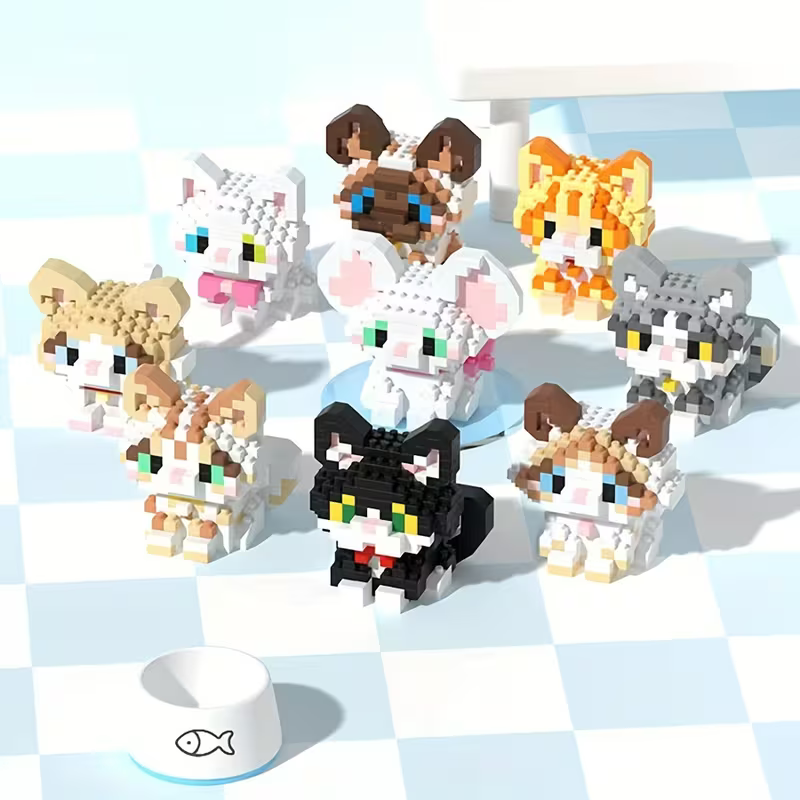 Juego de bloques de construcción con forma de gato - CA217