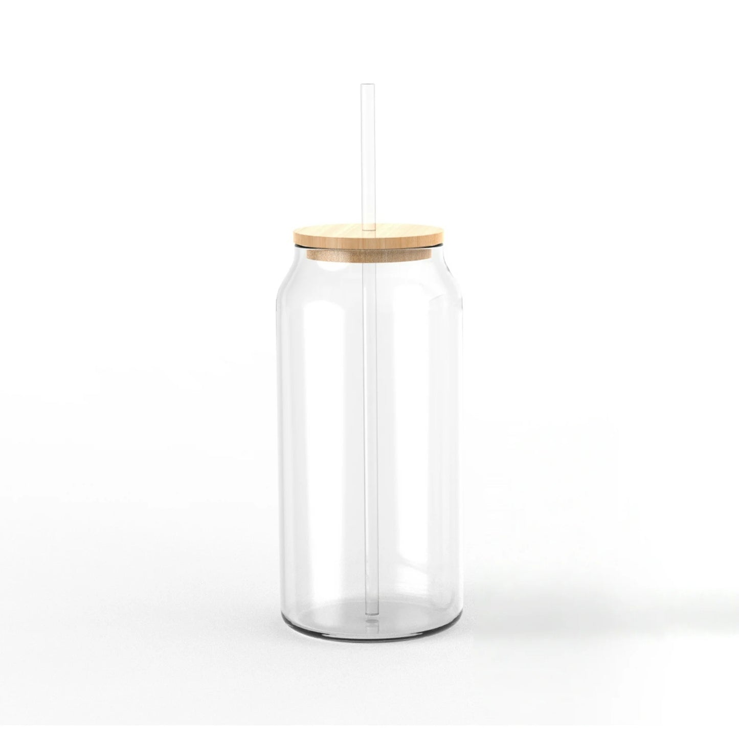 Vaso de vidrio con tapa de bambú y pajita reutilizable - CA241