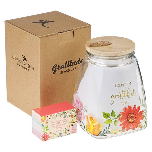 Gratitude Jar w/ Cards Glass Today I'm Grateful For