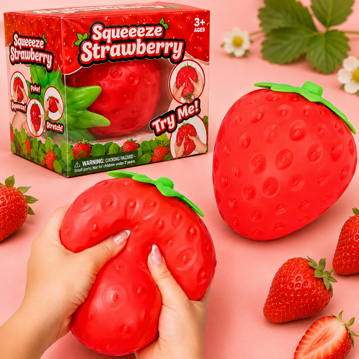 5.9" Jumbo Strawberry Squishy Fidget Toy Stress Relief