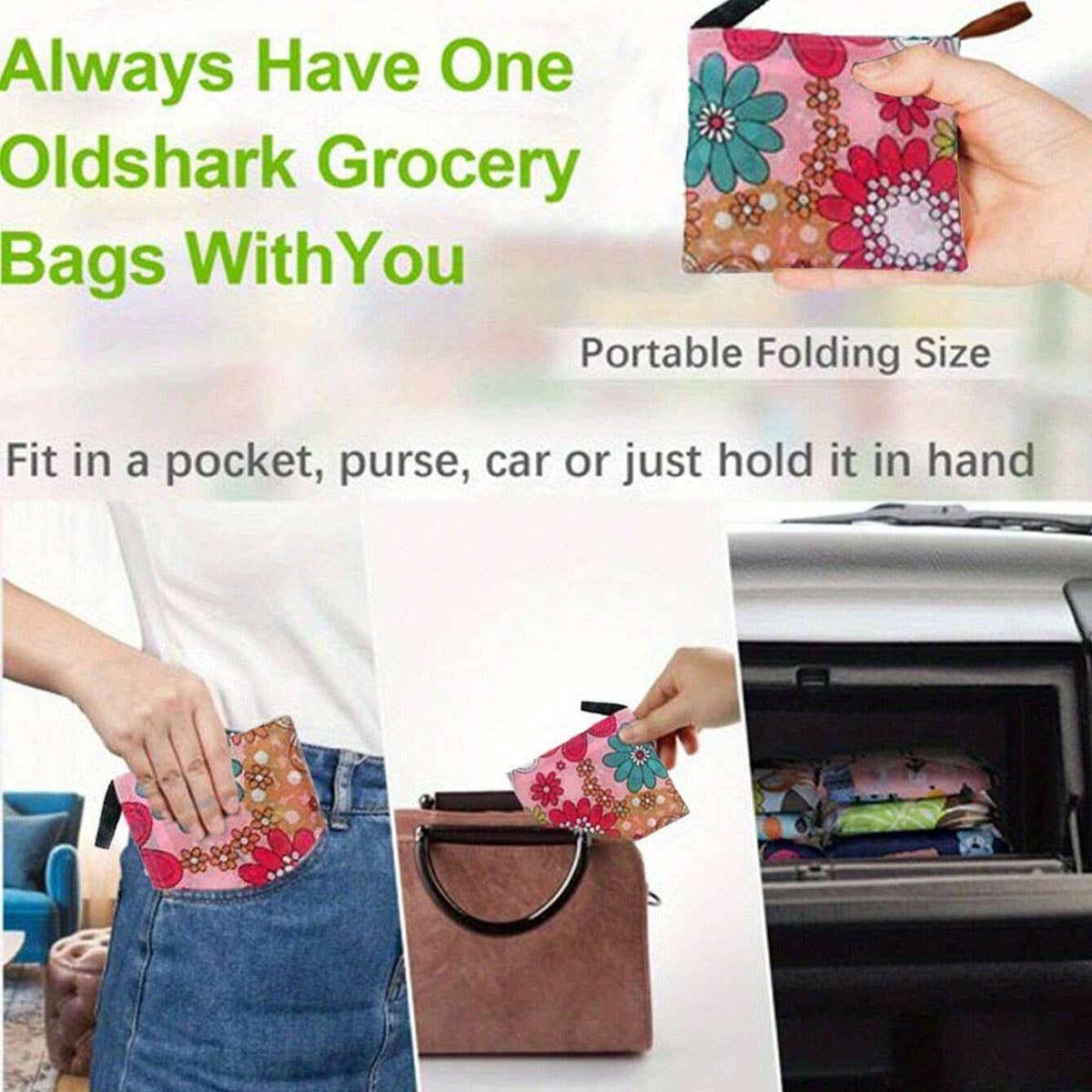 Large Capacity Foldable Shopping Bag – Assorted Prints 🛍️✨