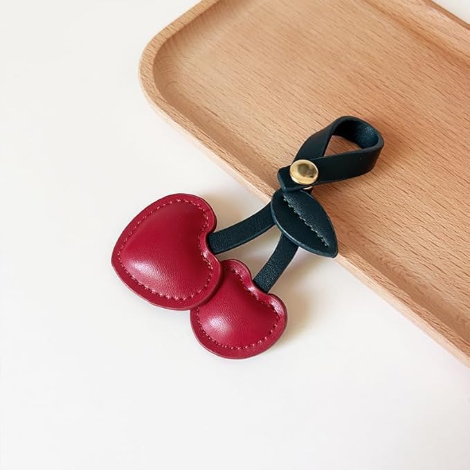 Cherry Heart Leather Keychain (CA094)