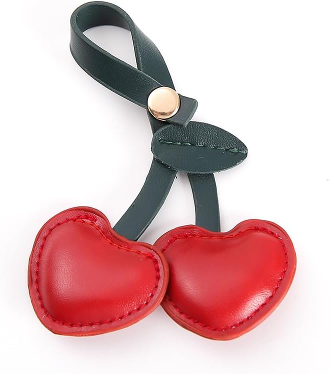 Llavero de cuero con forma de corazón de cereza | Ref. CA094