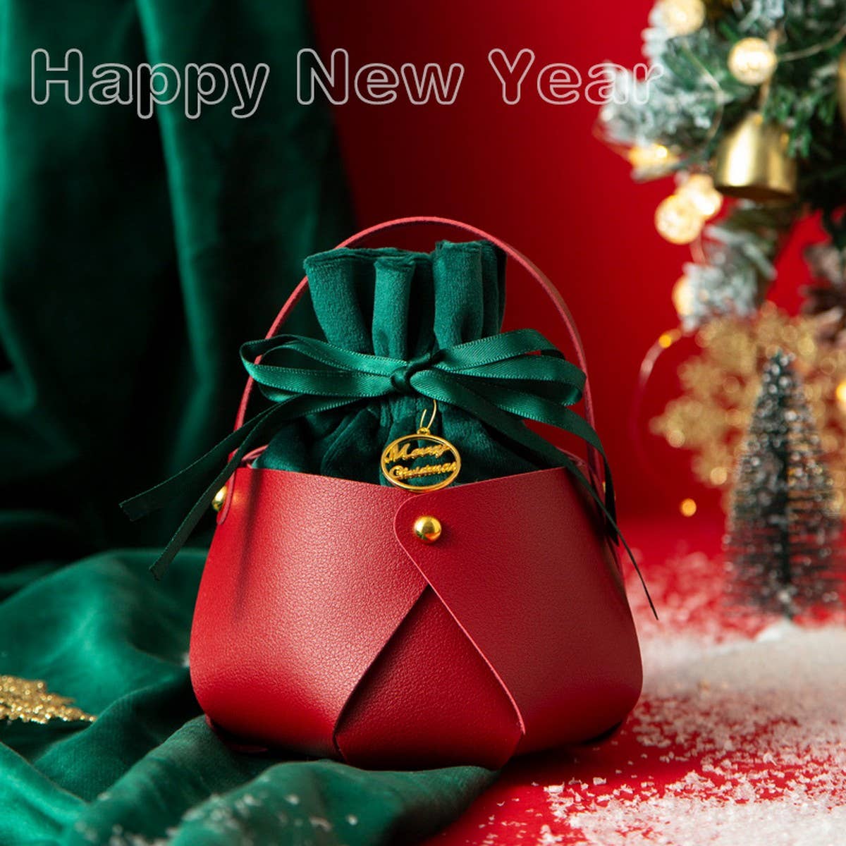 Christmas Mini Gift Bag with Drawstring Pouch – 1 Piece 🎄🎁