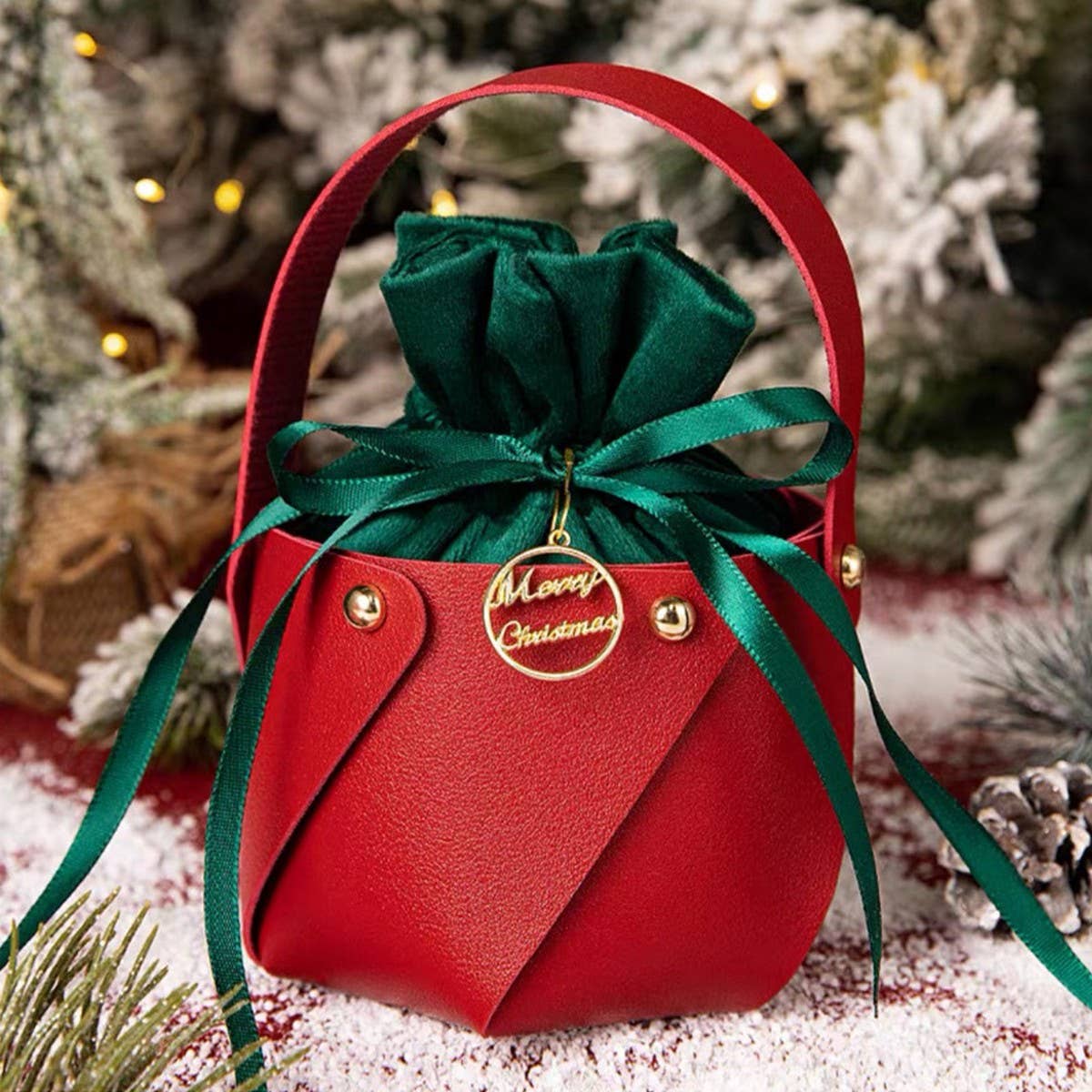 Christmas Mini Gift Bag with Drawstring Pouch – 1 Piece 🎄🎁