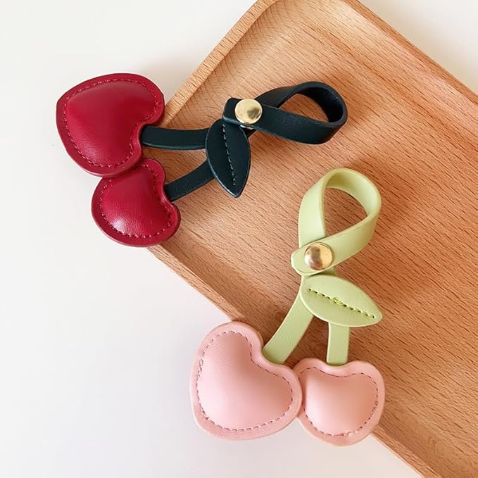Cherry Heart Leather Keychain (CA094)