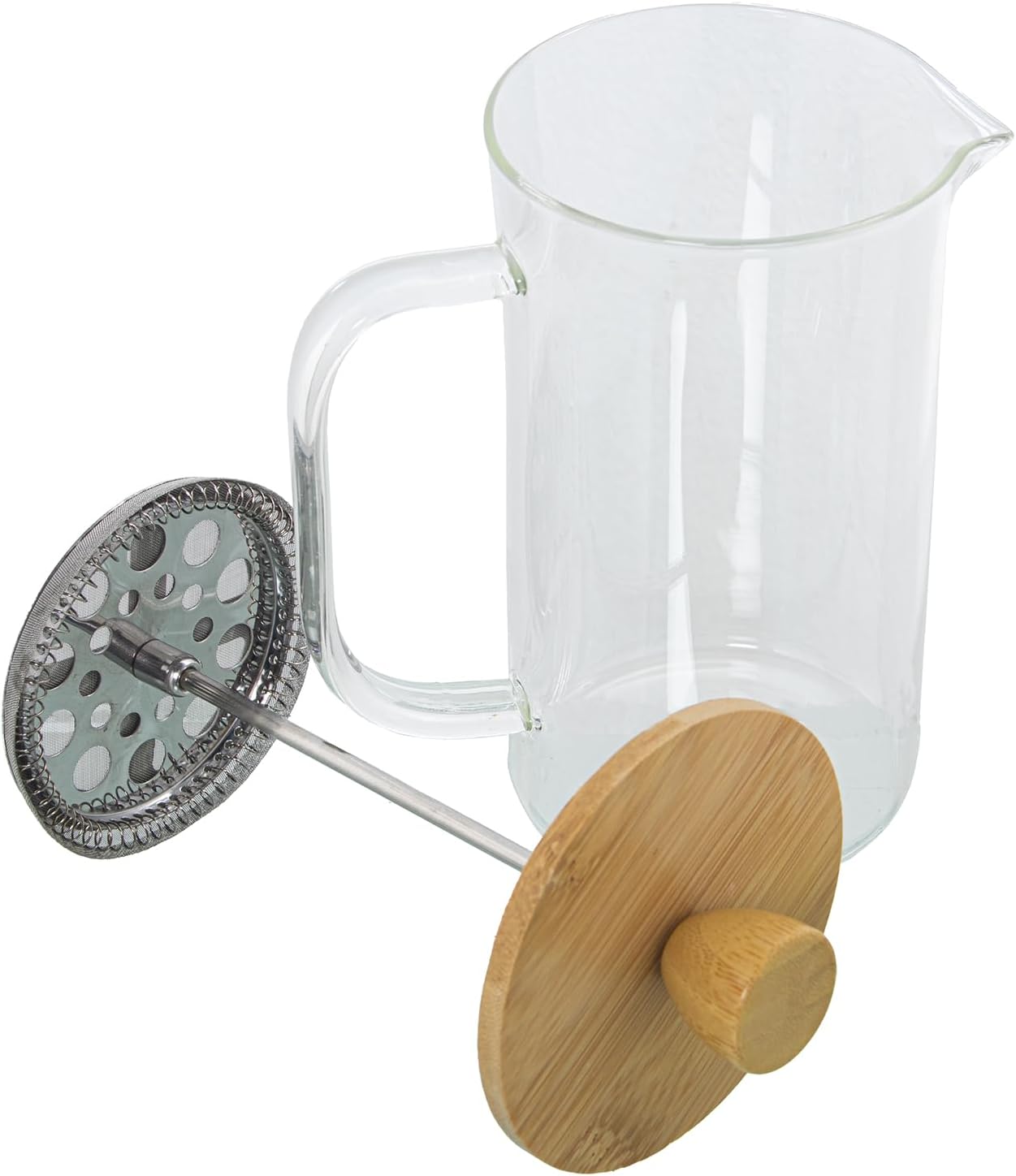 Cafetera de prensa francesa de vidrio con tapa de bambú - CA239