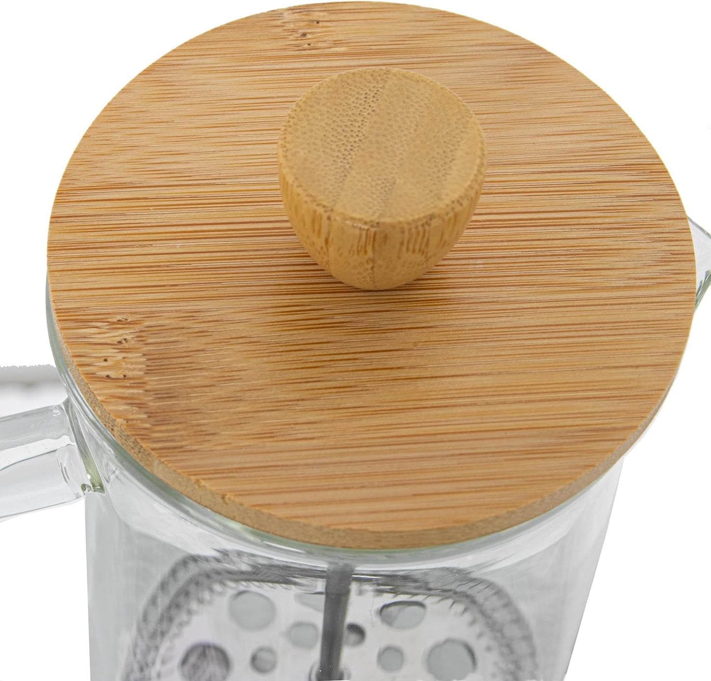 Cafetera de prensa francesa de vidrio con tapa de bambú - CA239