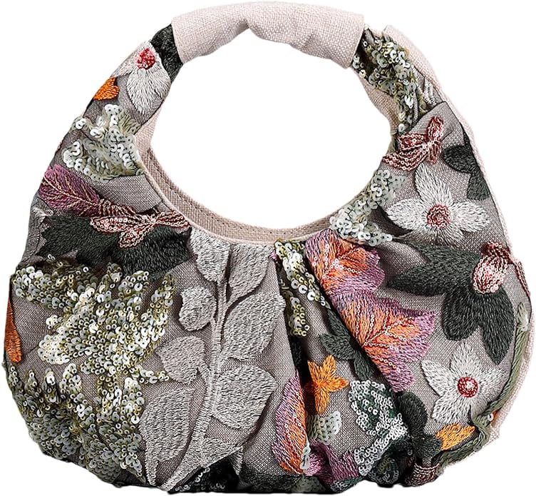 Floral Sequin Embroidered Tote Bag (CA153)