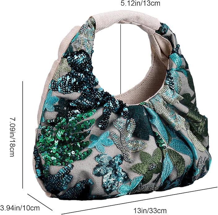 Floral Sequin Embroidered Tote Bag (CA153)