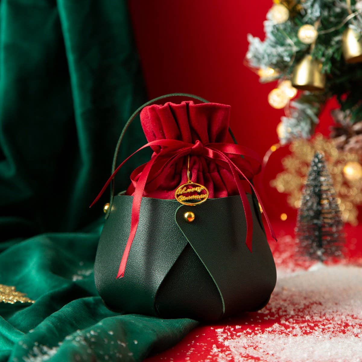 Christmas Mini Gift Bag with Drawstring Pouch – 1 Piece 🎄🎁