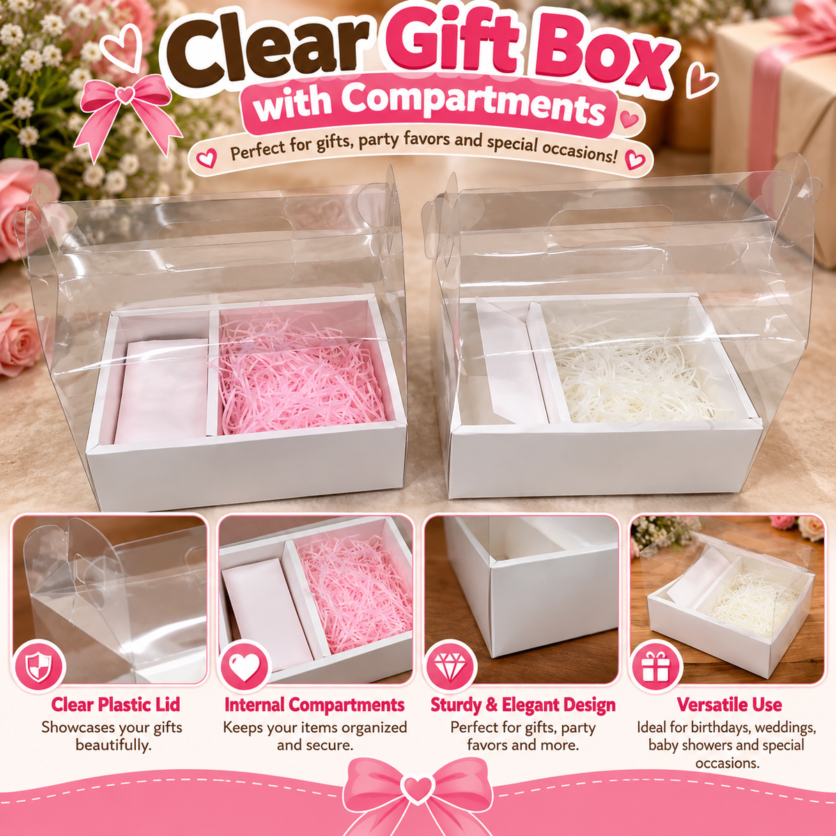 Clear Gift Box with Compartments & HandleSKU: EVE037
