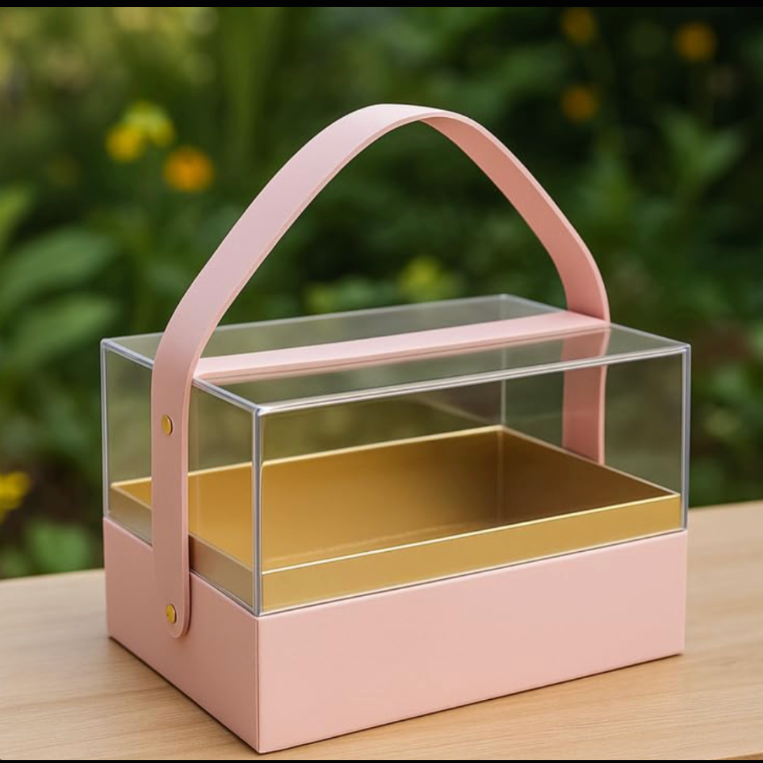 Caja de almacenamiento de acrílico transparente rosa /1037