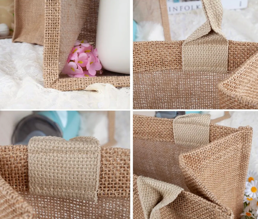 Bolsa de arpillera ecológica con ventana transparente (F6790-4)