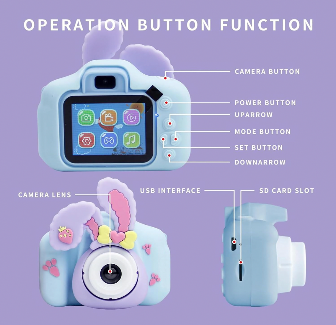 Cámara digital con forma de conejito para niños (CA135)