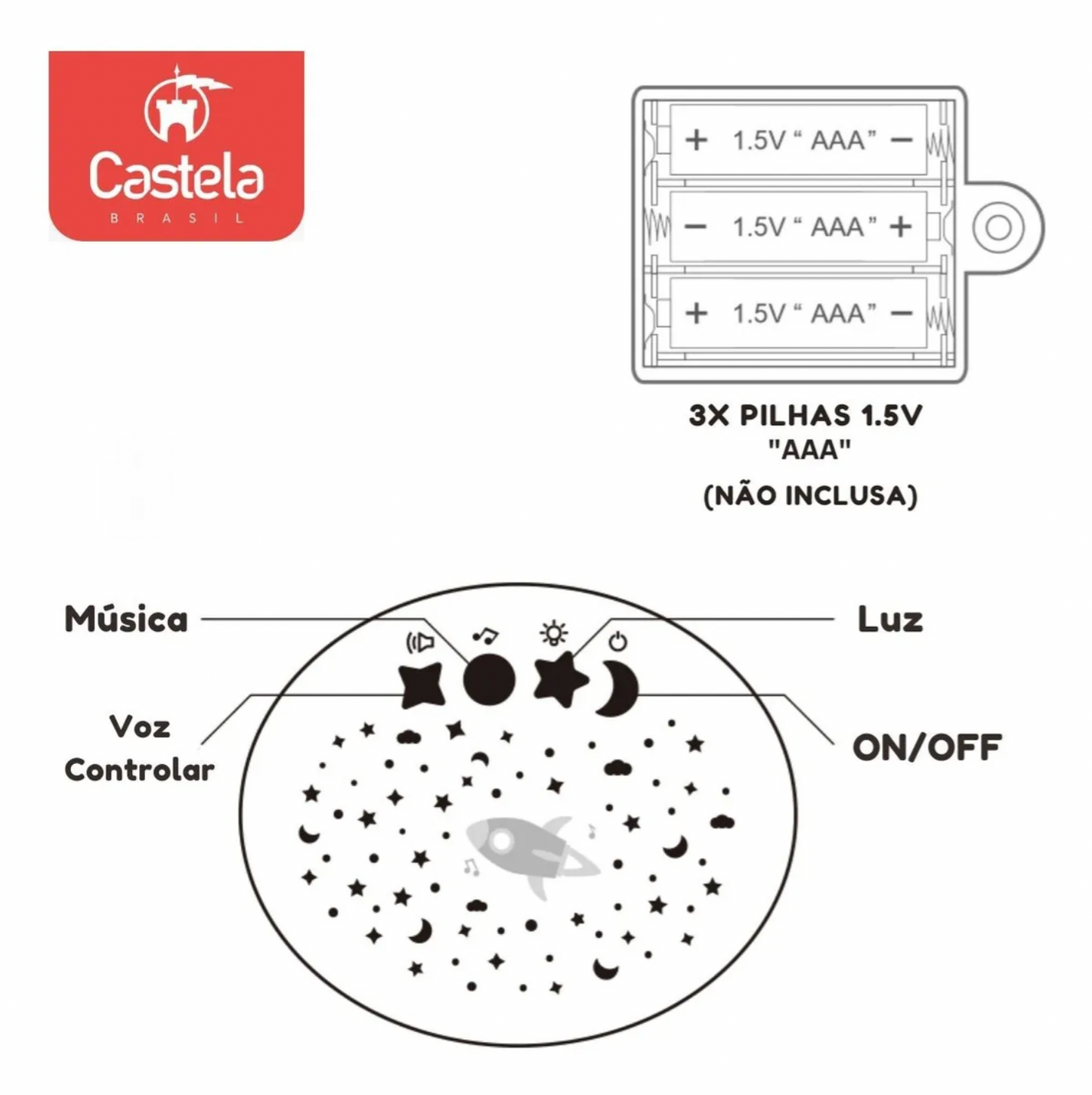Proyector de león de peluche para dormir con luz y sonido (CA441)