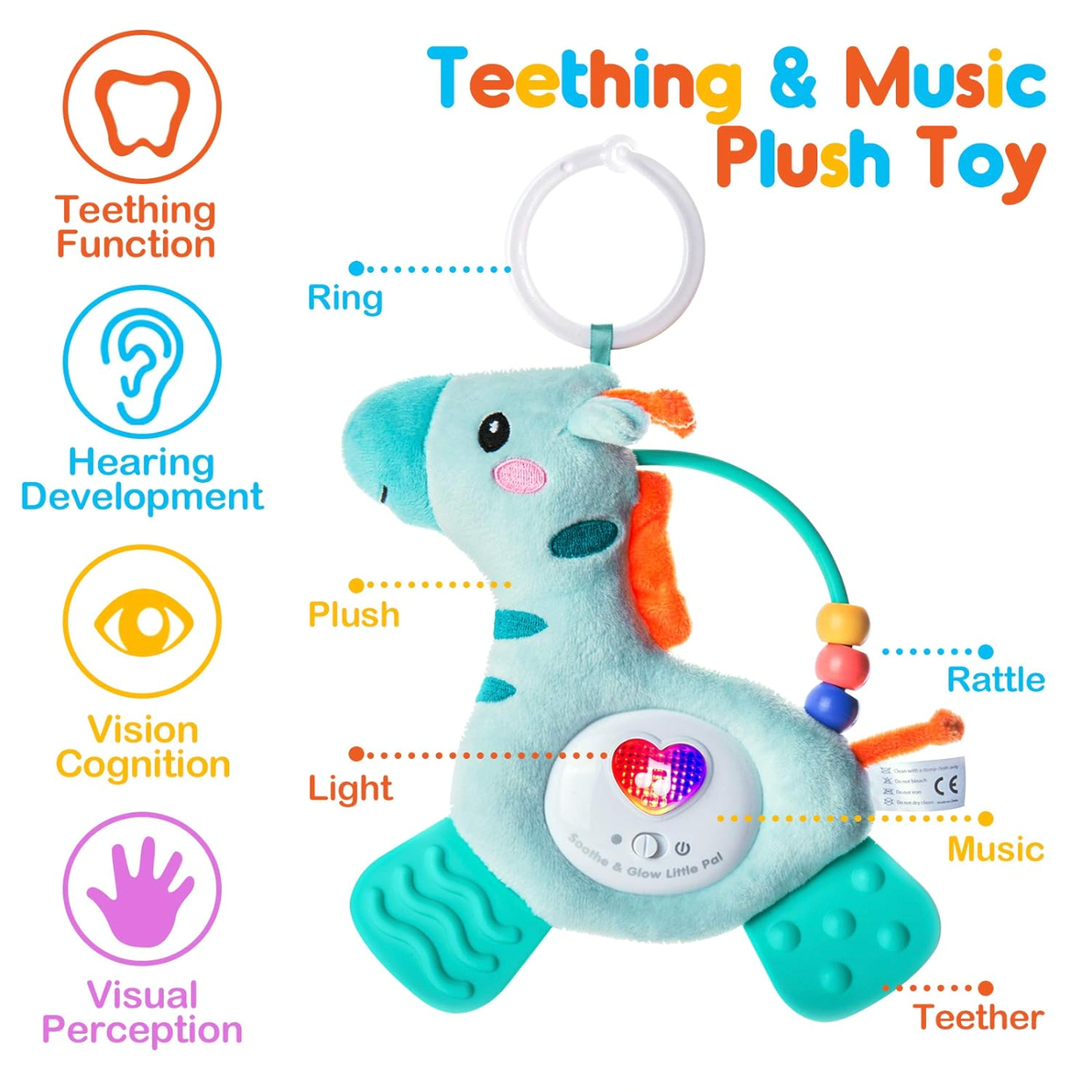 Jirafa de peluche para la dentición con música y luz (CA439)