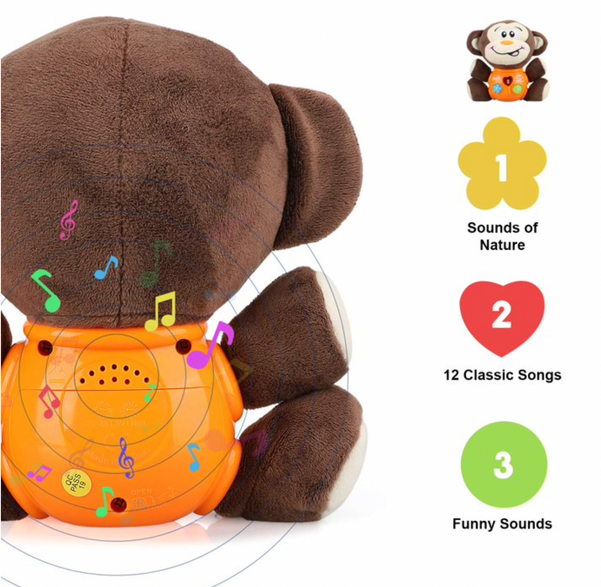 Plush Monkey Musical Baby Toy (CA437)