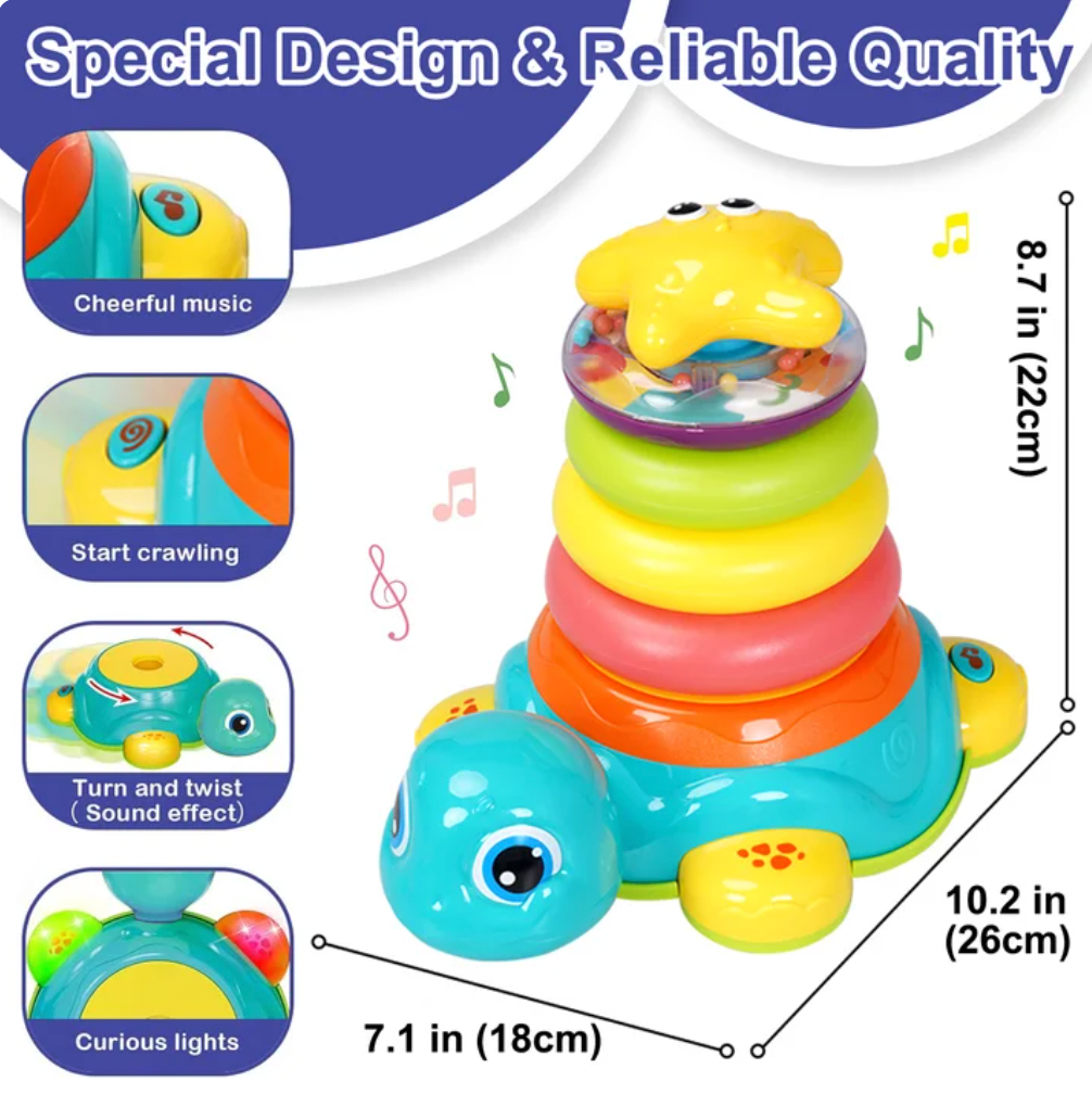 Juguete musical de tortuga apilable Bump Around (CA428)