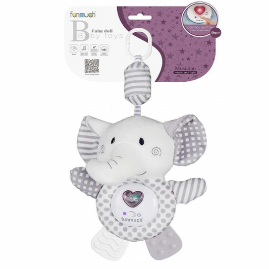 Elefante de peluche con luz musical nocturna y proyector de estrellas (CA366)